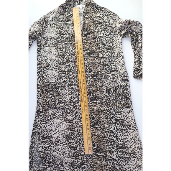Wild Honey Womens Leopard Print Open Front Duster Jacket Vintage Safari Chic - Picture 8 of 9